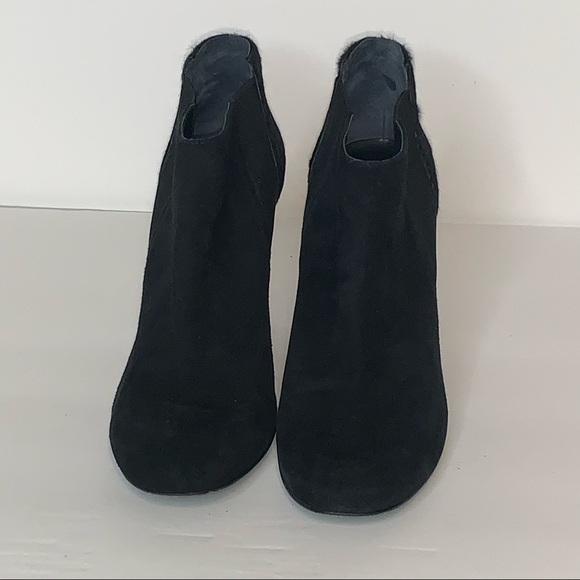 Trina Turk Womens 6 Ankle Boots Black Suede Calf Hair High Heeled Booties - Picture 5 of 11